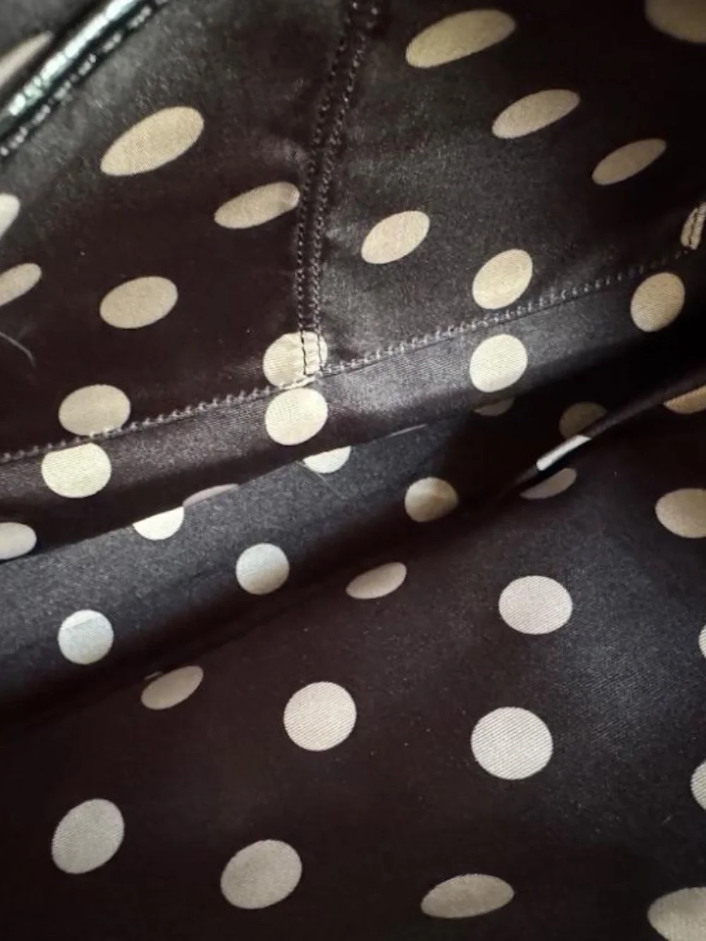 Kate Spade Cedar Street Glossy Patent Maise Satchel Black Polka Dot Lining
